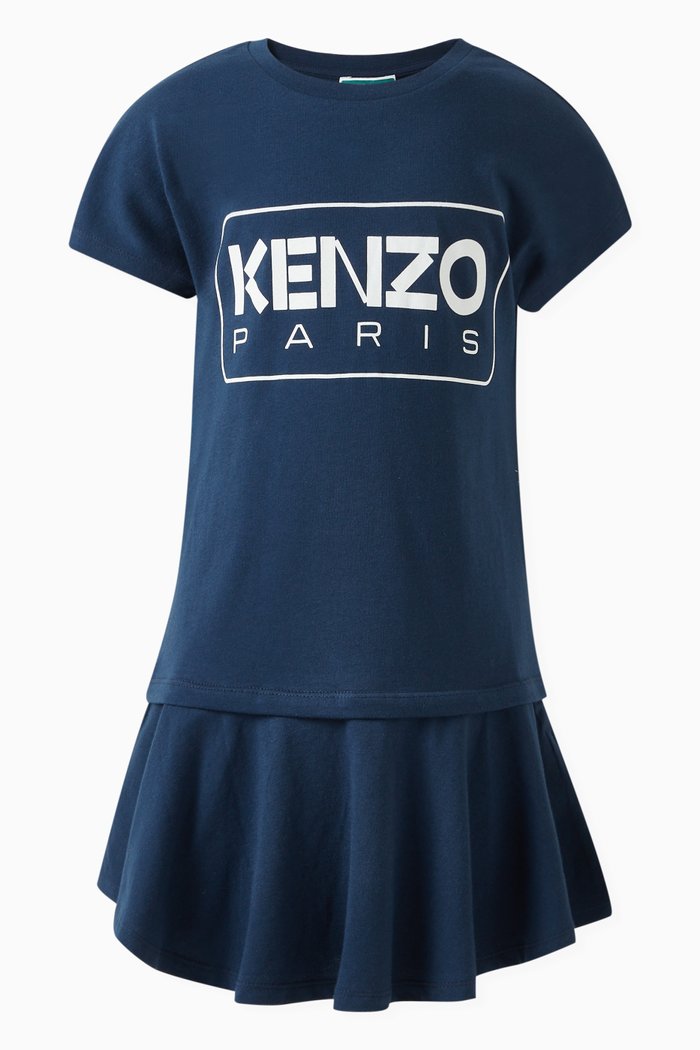 Logo T-shirt Dress in Cotton, Blue