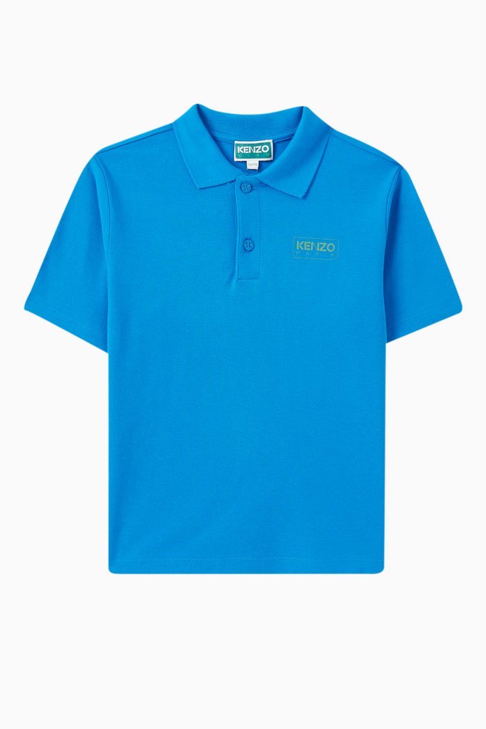 

Logo-print Polo Shirt in Cotton Piqué, Blue