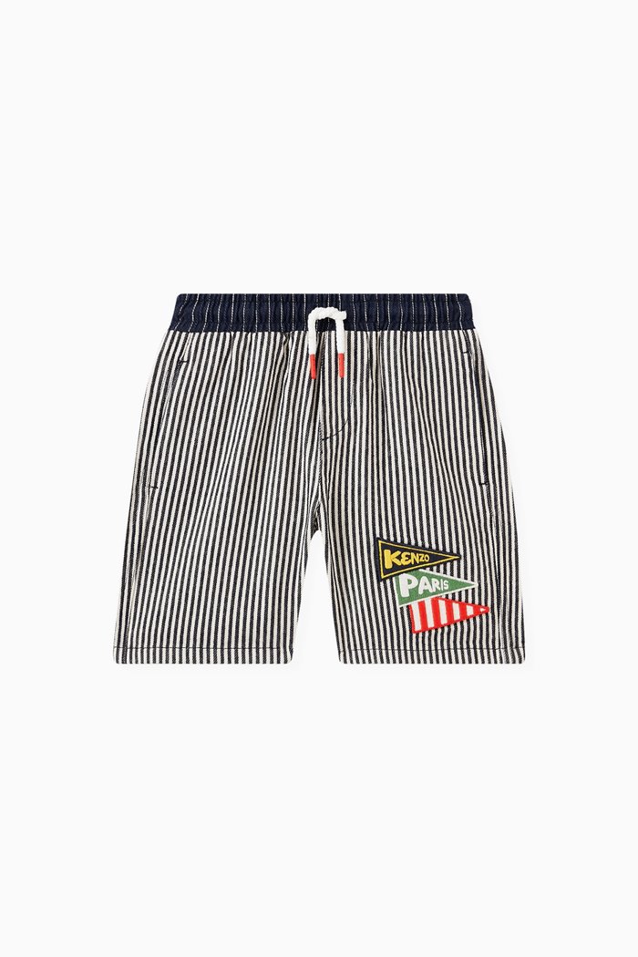 

Logo-patch Shorts in Cotton Blend, Blue