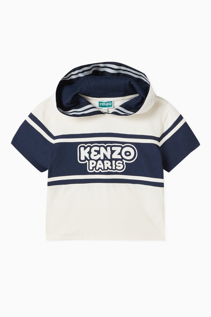 Logo-print Hooded T-shirt in Cotton, White