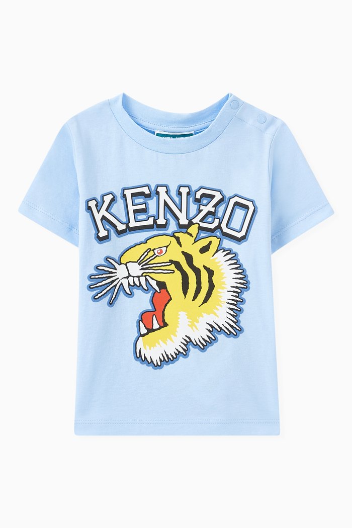 

Tiger-print T-shirt in Cotton Jersey, Blue