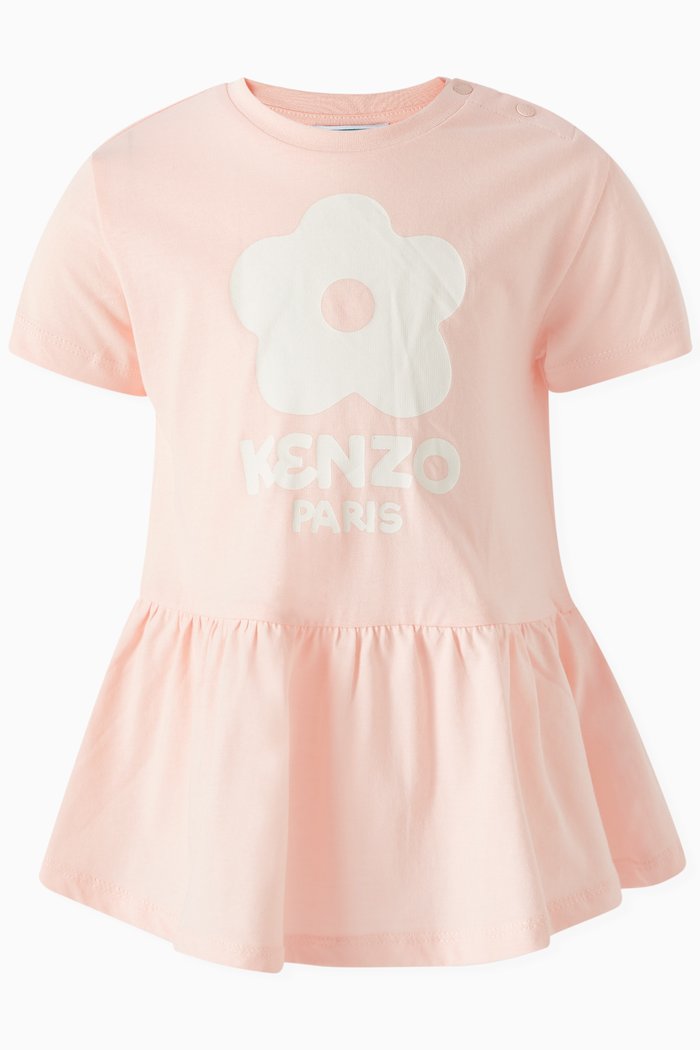 

Logo Flared Dress in Organic Cotton, Pink