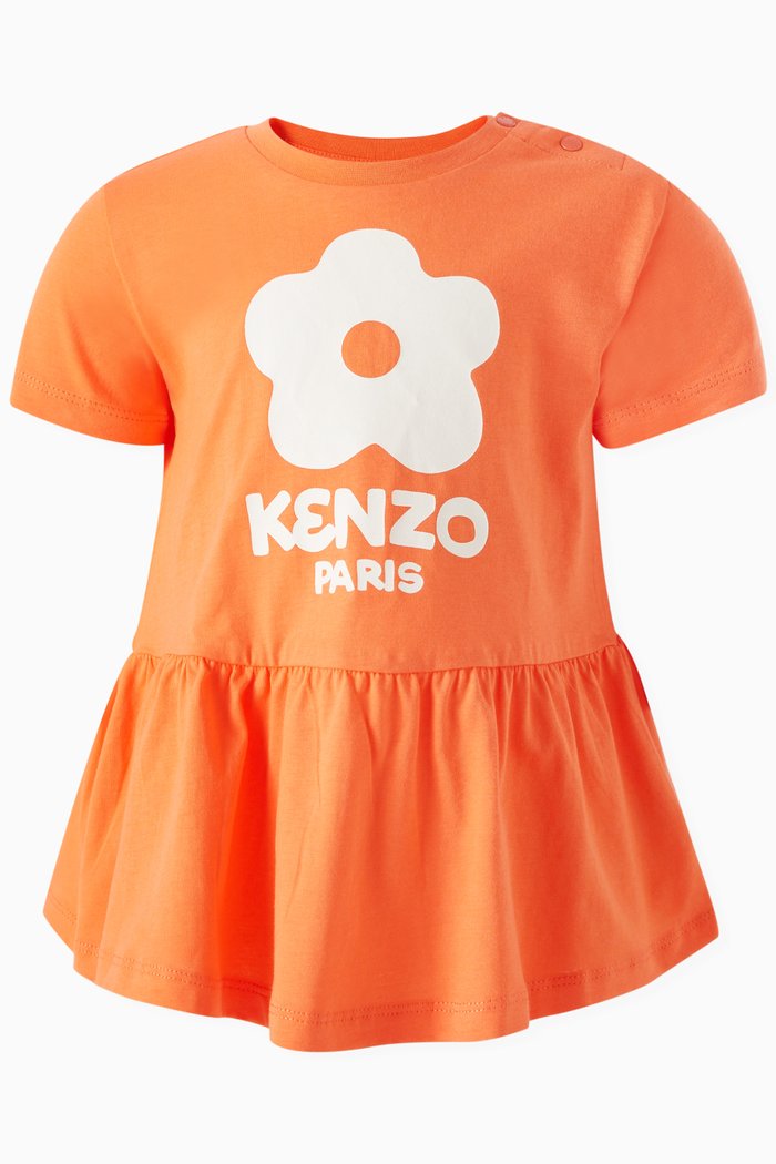 

Logo Flared Dress in Organic Cotton, Orange