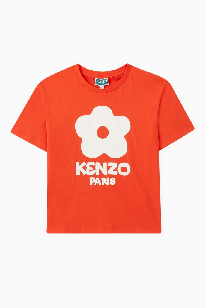

Floral Logo T-shirt in Organic Cotton, Red