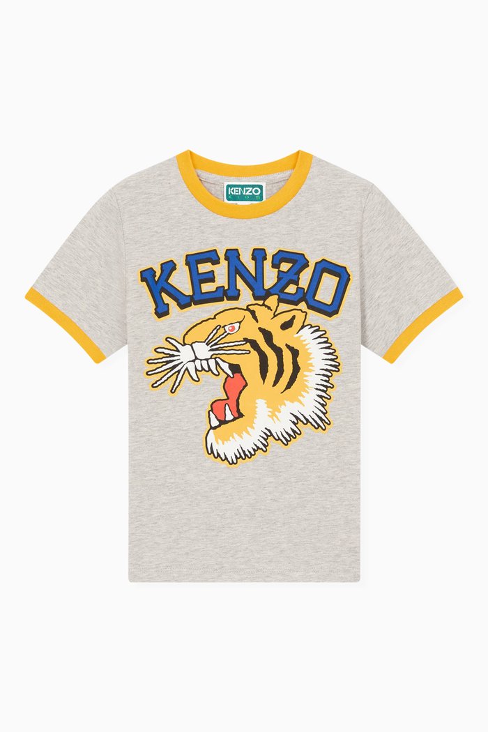 

Tiger Logo Print T-shirt in Cotton, Grey