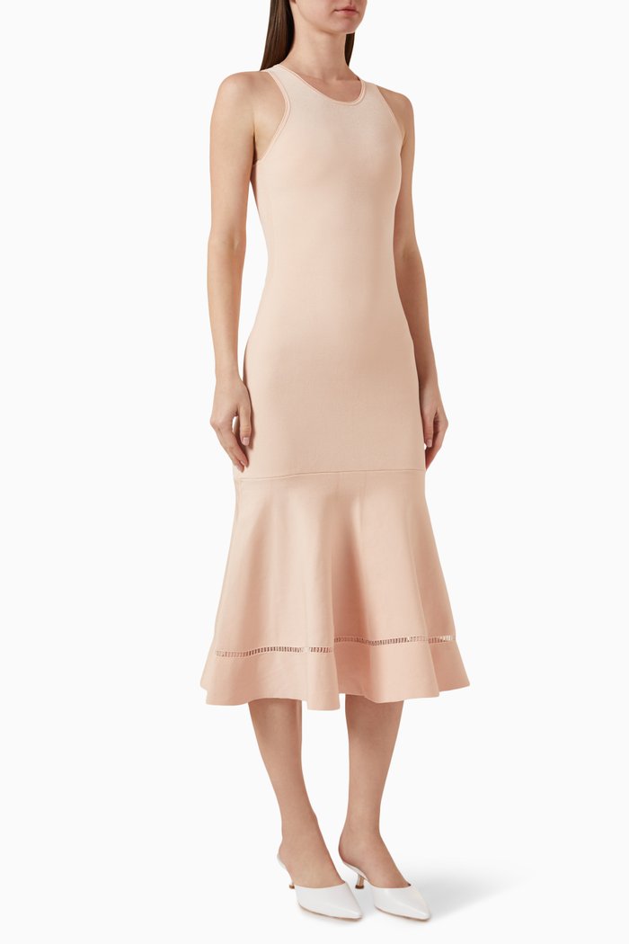 

Fit-and-flare Midi Dress in Stretch-viscose, Pink