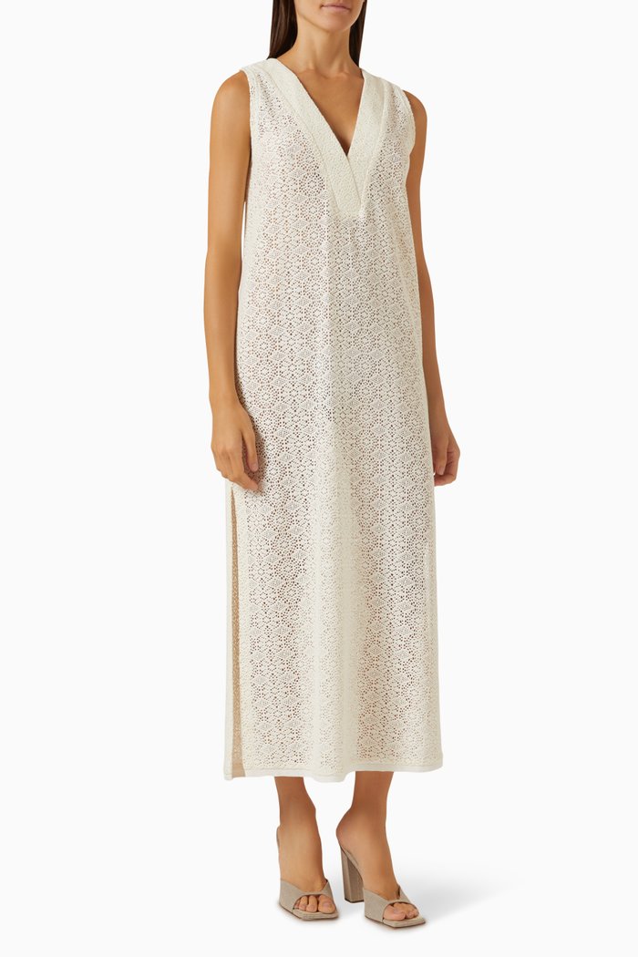 

Tara Maxi Dress in Crochet, Neutral