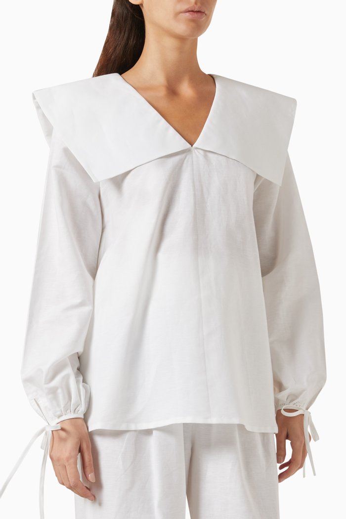 

Amelia Collared Top, White