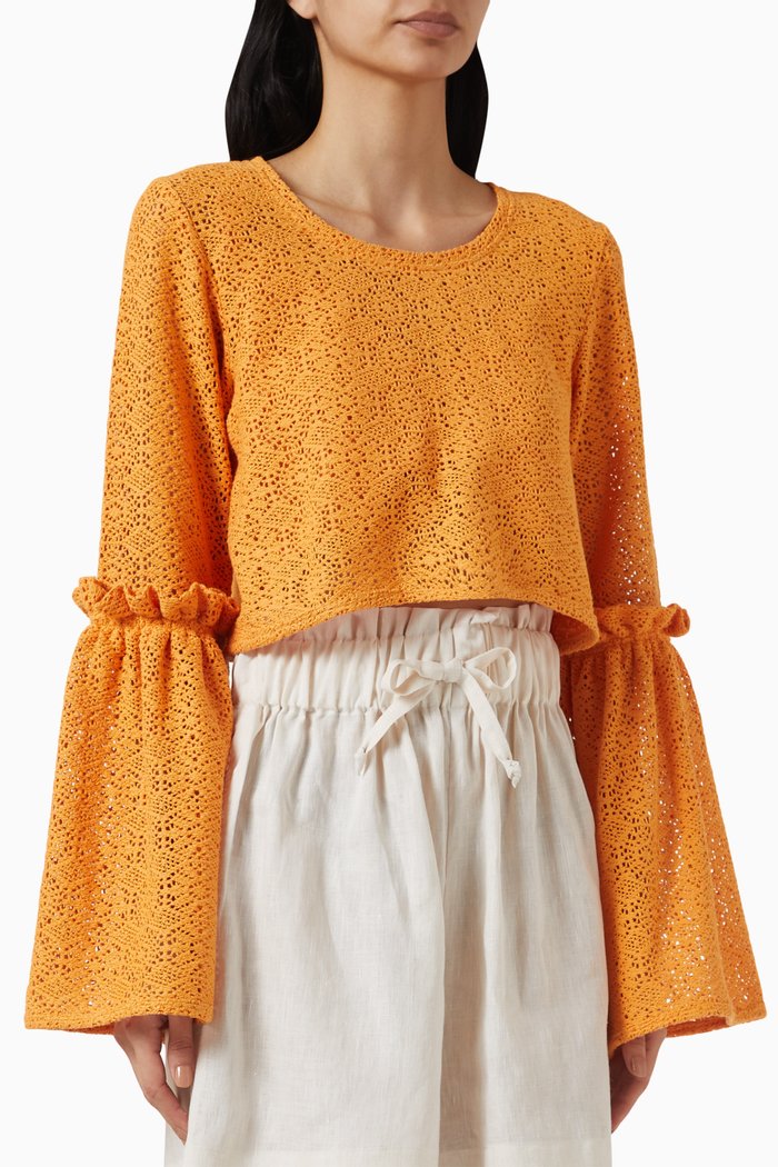 

Amber Crop Top in Crochet, Orange