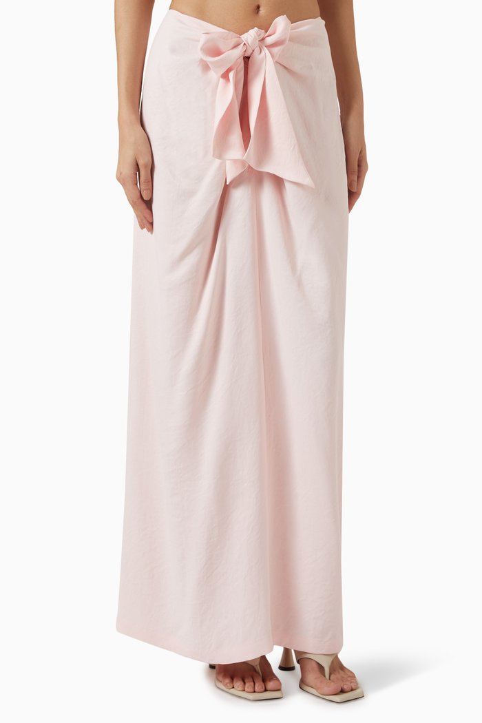 

Coralia Tie-up Maxi Skirt, Pink