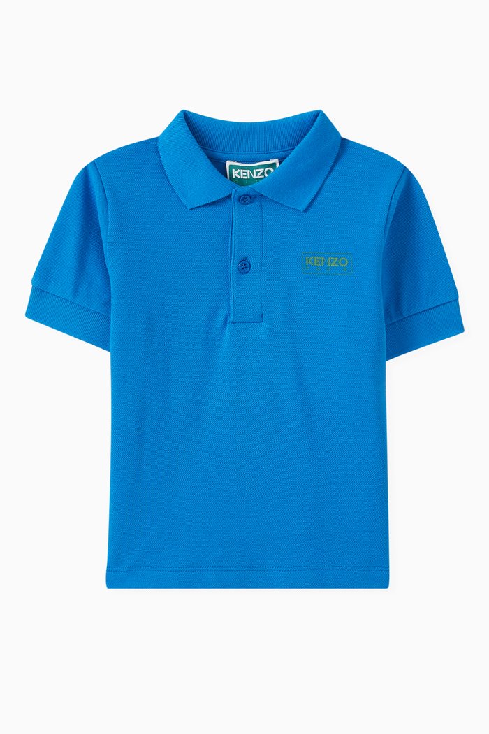 

Logo-print Polo Shirt in Organic Cotton Piqué, Blue