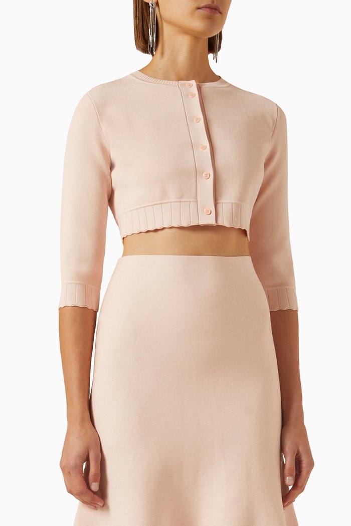 

Cropped Cardigan in Compact-knit, Pink