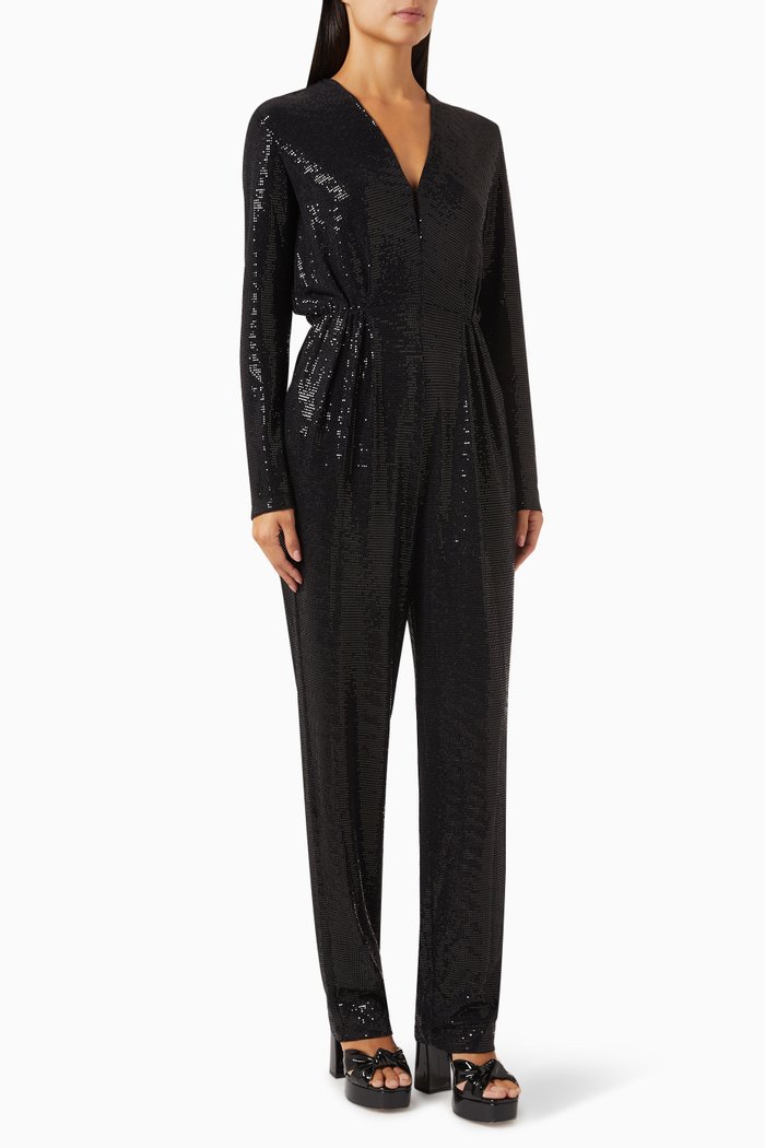 

Sequin-embellished Jumpsuit, Black