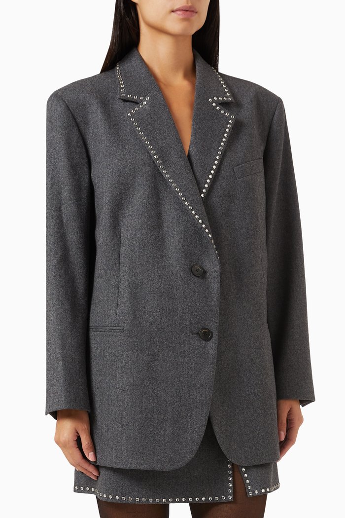 

Sade Crystal-embellished Suit Jacket in Wool, Grey