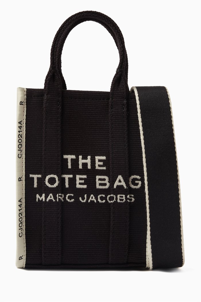 The Mini Tote Bag in Woven Jacquard, Black