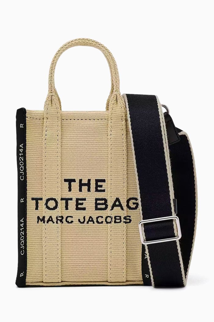 The Mini Tote Bag in Woven Jacquard, Neutral