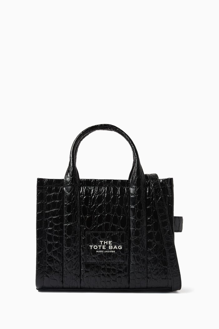 

The Small Tote Bag in Croc-embossed Leather, Black