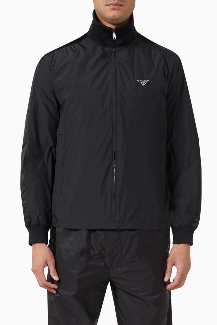 

Blouson Jacket in Silk Blend, Black