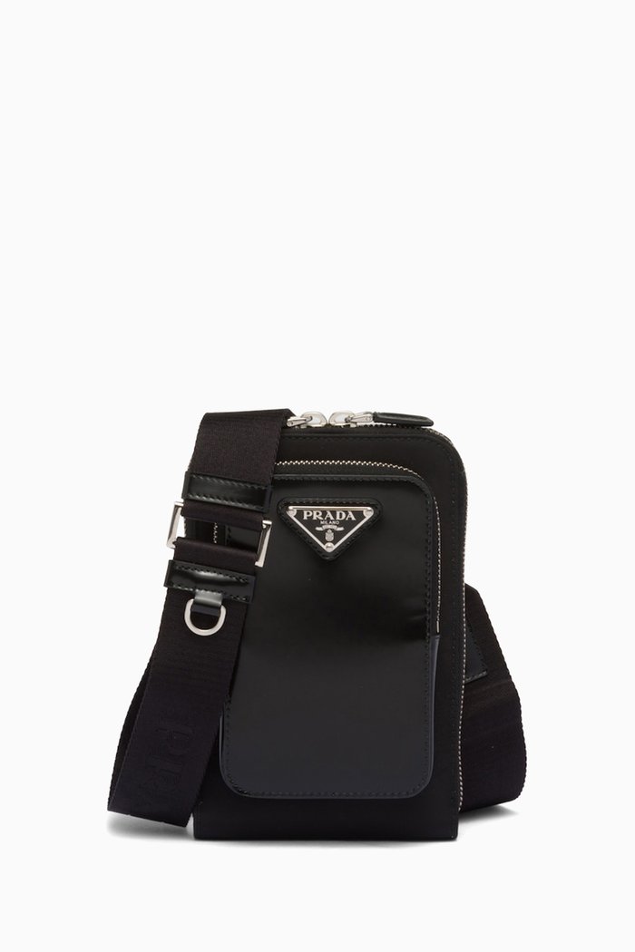 Smartphone Case in Re-nylon & Leather, Black