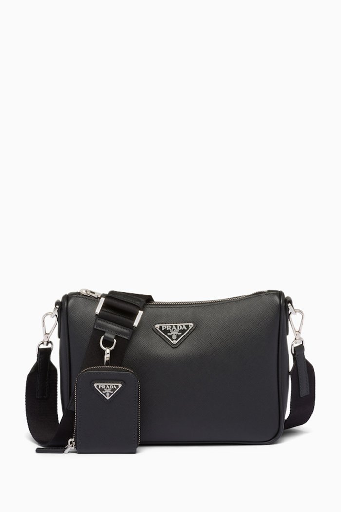 

Shoulder Bag in Saffiano Leather, Black