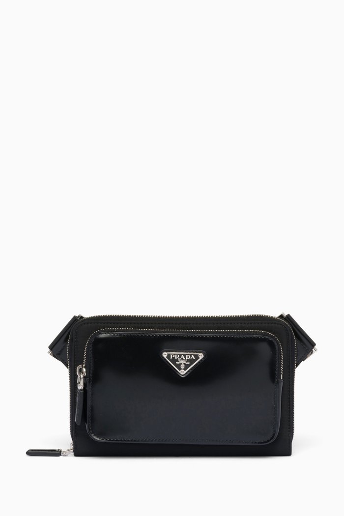 

Spazzolato Belt Bag in Leather, Black