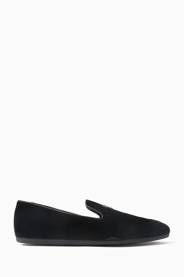 

Logo Loafers in Velvet, Black