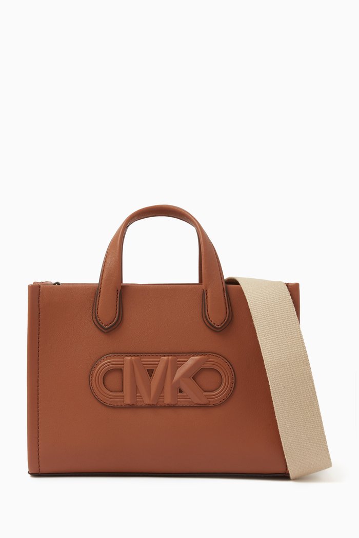 

Small Gigi Empire Messenger Bag in Leather, Brown