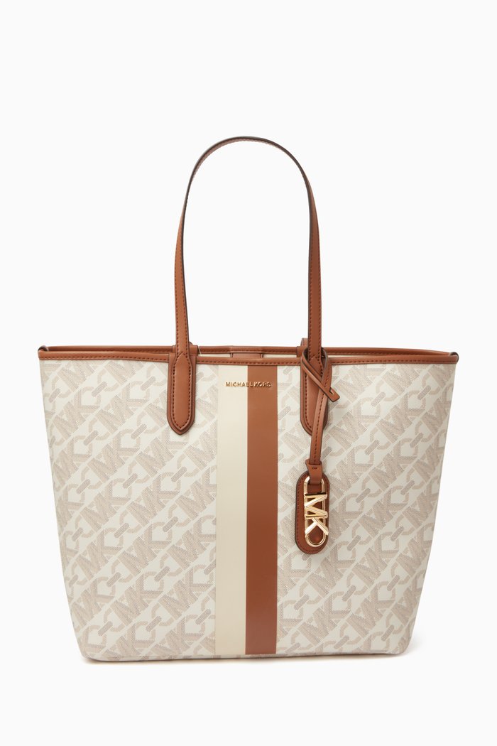 

Large Eliza Tote Bag in Signature Monogram Canvas, Neutral