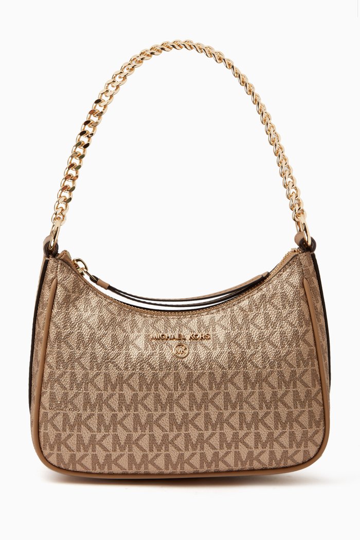 

Small Jet Set Charm Shoulder Bag in Signature Monogram Canvas, Brown