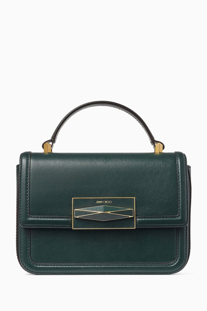 

Diamond Top-handle Bag in Leather, Green