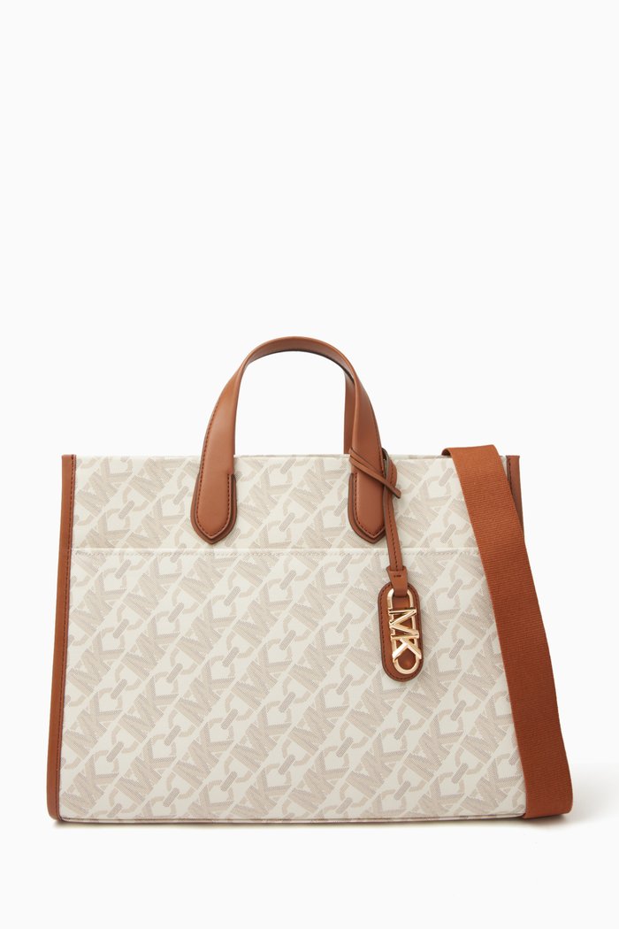 

Large Gigi Tote Bag in Signature Monogram Canvas, Neutral