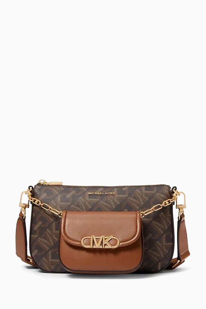 

Large Parker Empire 2-in-1 Crossbody Bag in Logo Canvas, Brown