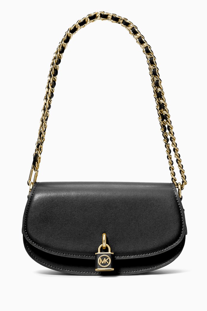 

Small Mila Shoulder Bag in Leather, Black