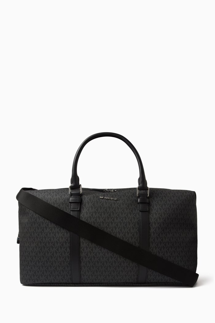 

Hudson Logo Weekender Bag in Coated Canvas & Leather, Black