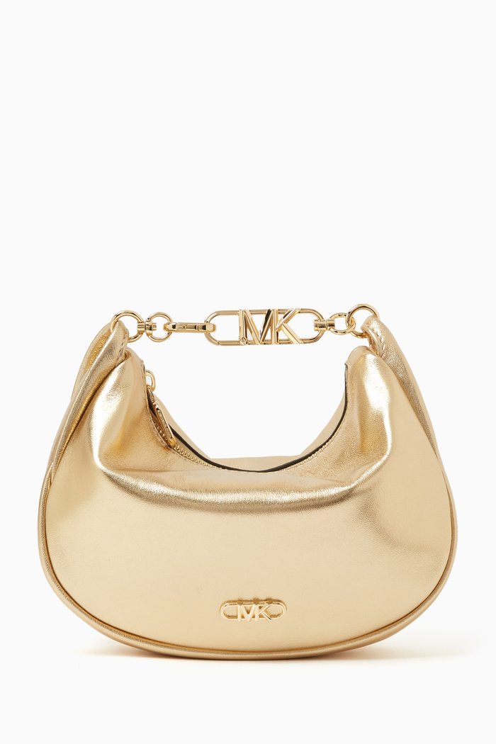 

Small Kendall Bracelet Shoulder Bag in Metallic Leather, Gold