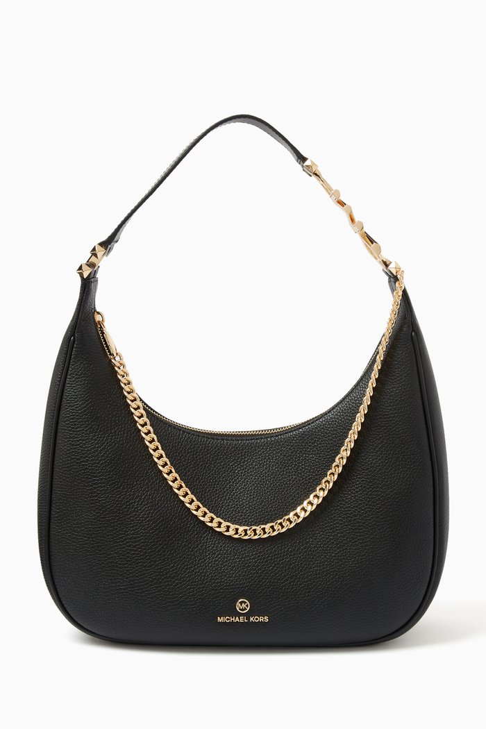 

Large Piper Hobo Shoulder Bag in Leather, Black