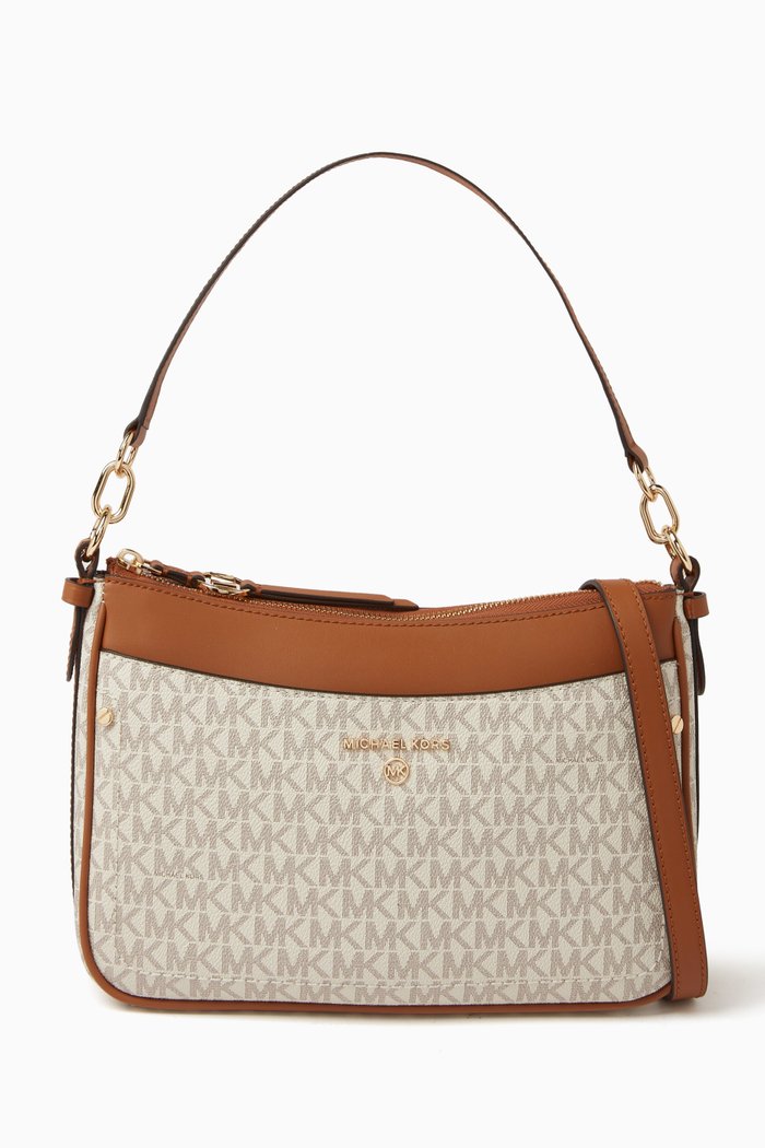 

Medium Jet Set Shoulder Bag in Logo Canvas, White