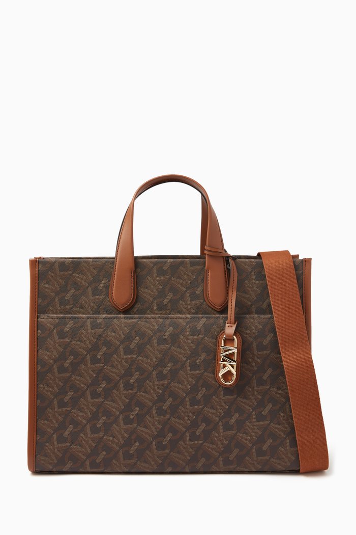 

Large Gigi Grab Tote Bag in Coated-canvas, Brown