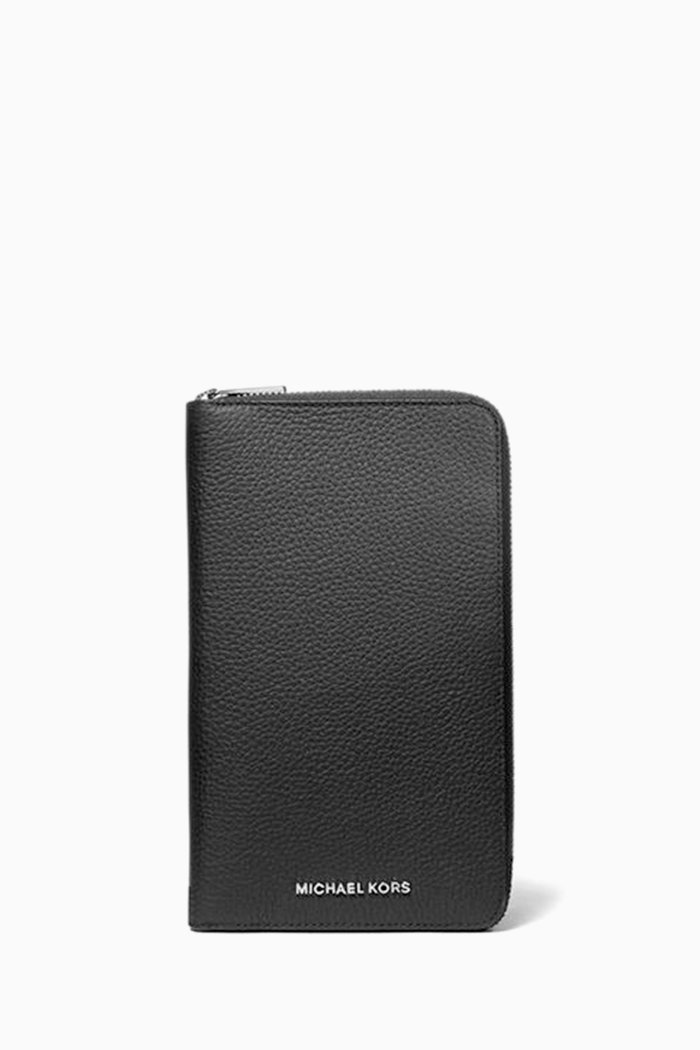 

Hudson Travel Wallet in Leather, Black