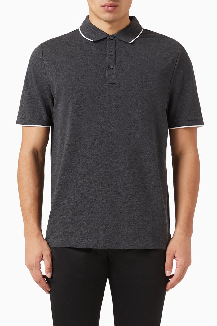 

Sustainable Polo Shirt in Cotton-blend, Grey