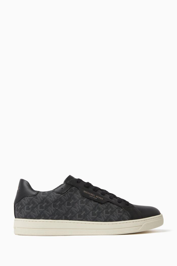 

Keating Logo Sneakers in Coated Canvas & Leather, Black