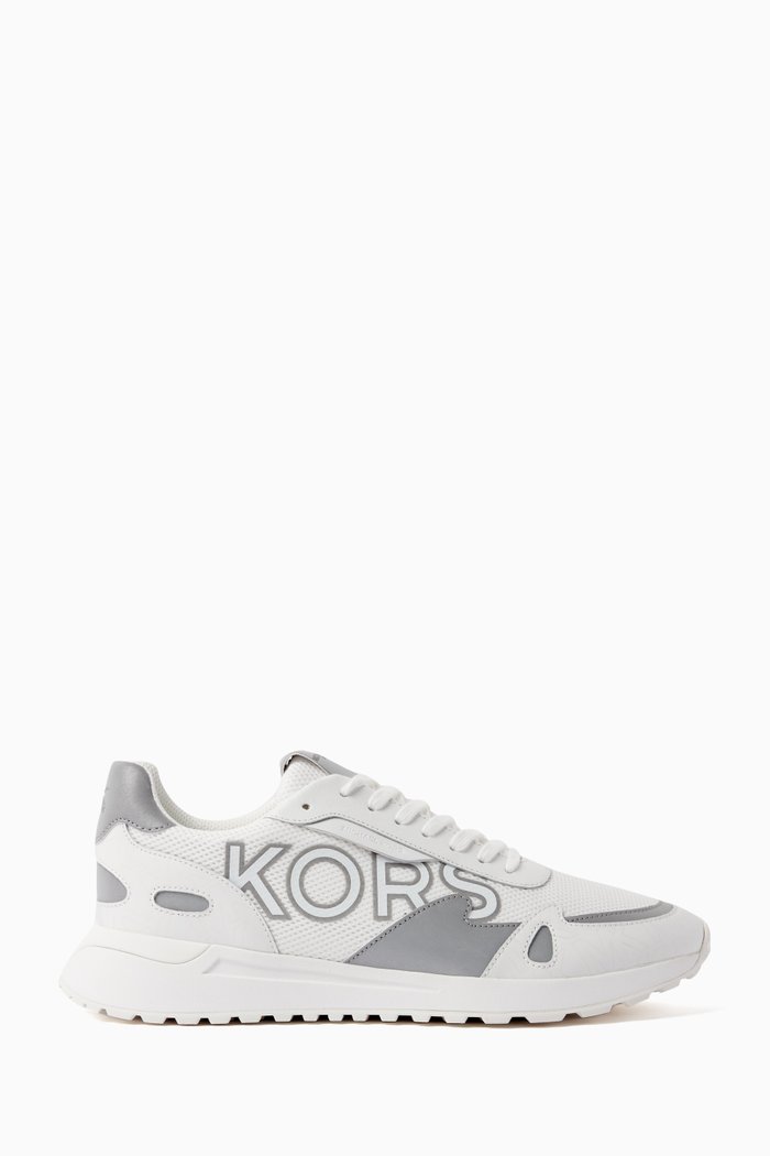 Miles Logo Sneakers in Mesh & Leather, White