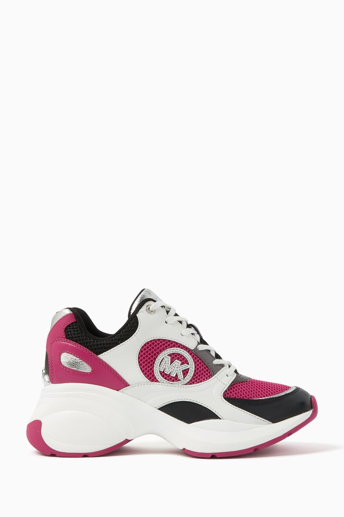 

Zuma Colour-block Sneakers in Mesh & Leather, Pink