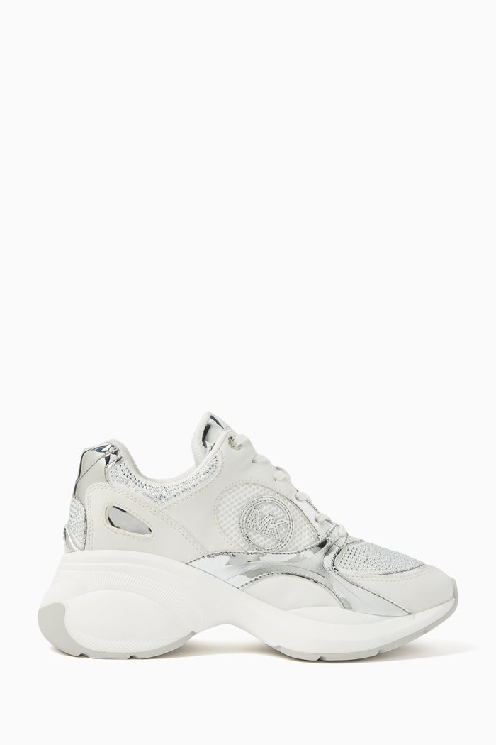 

Zuma Embellished Sneakers in Mesh & Leather, White