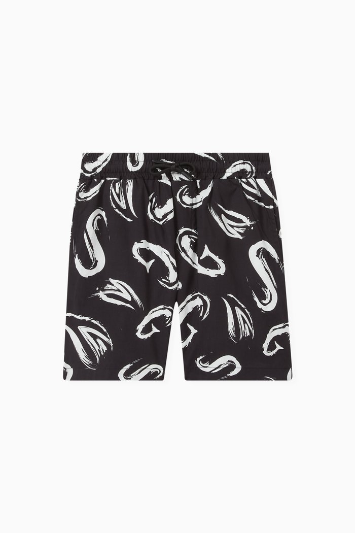 

Logo Print Bermuda Shorts in Cotton, Black