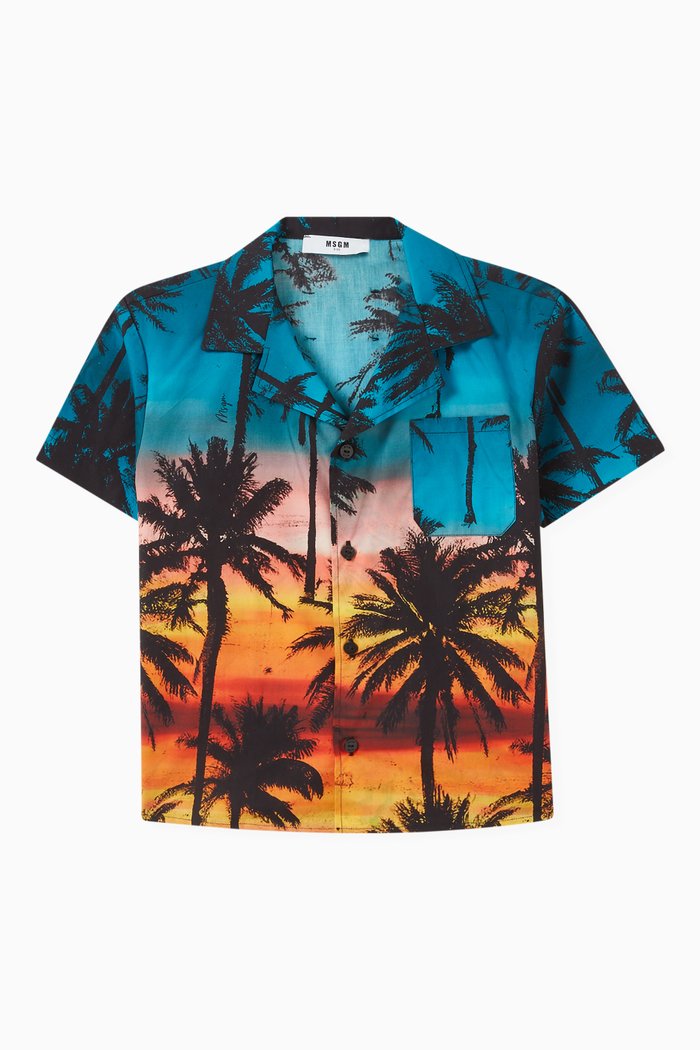 Palm Tree Print Shirt in Cotton, Multicolour