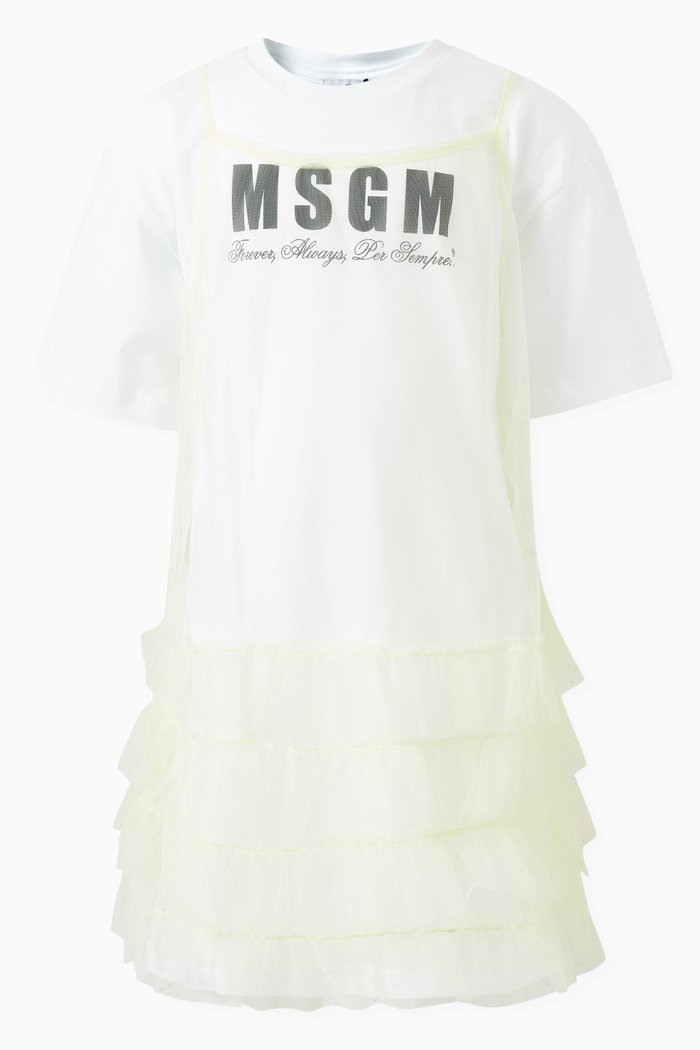 

Layered Dress in Jersey and Tulle, White