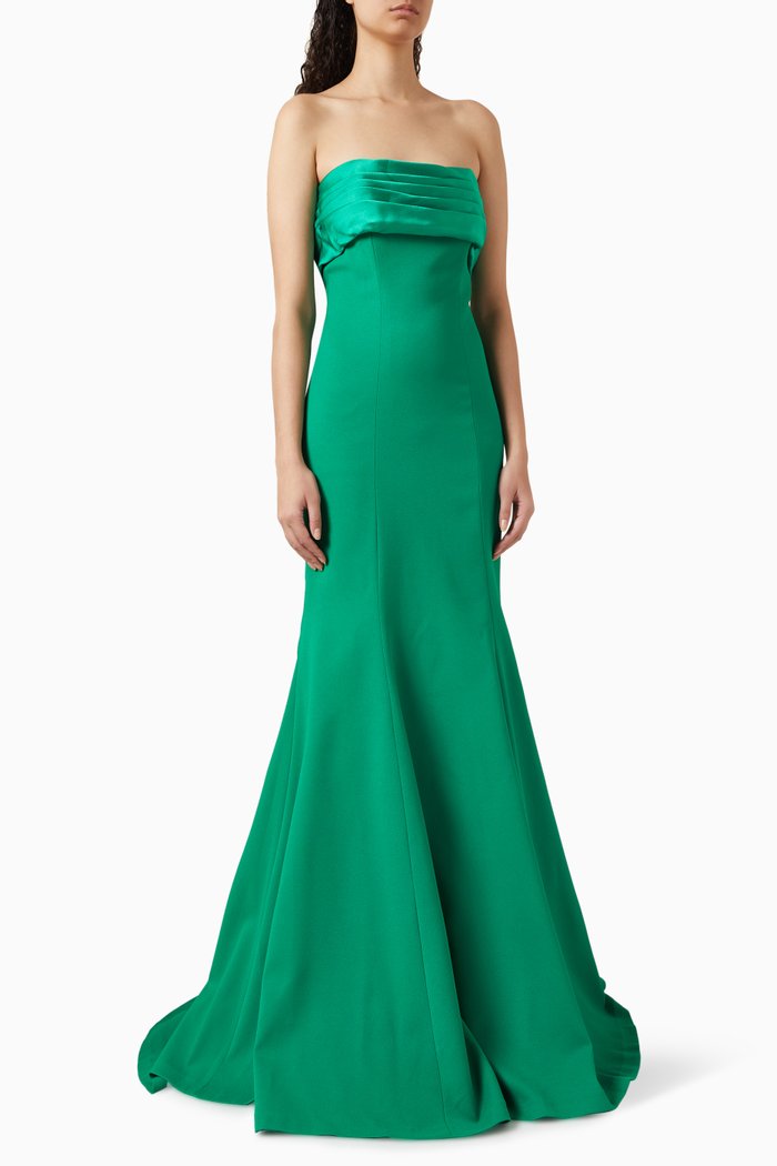 

Strapless Gown in Crepe, Green
