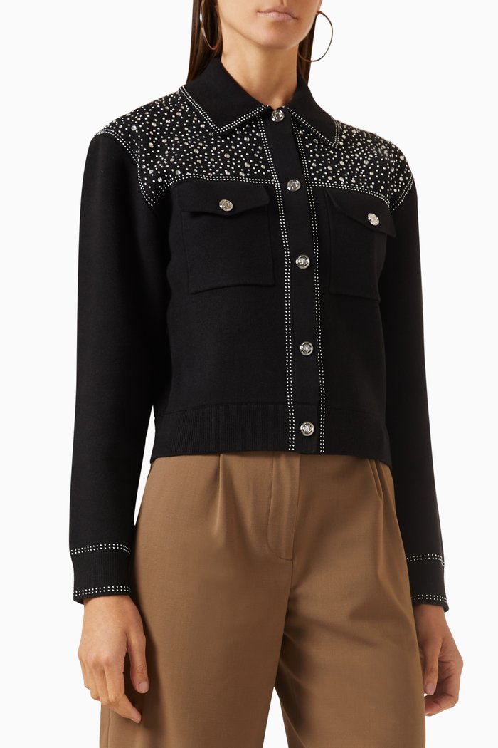 

Myvesty Rhinestone-embellished Jacket in Cotton-blend, Black