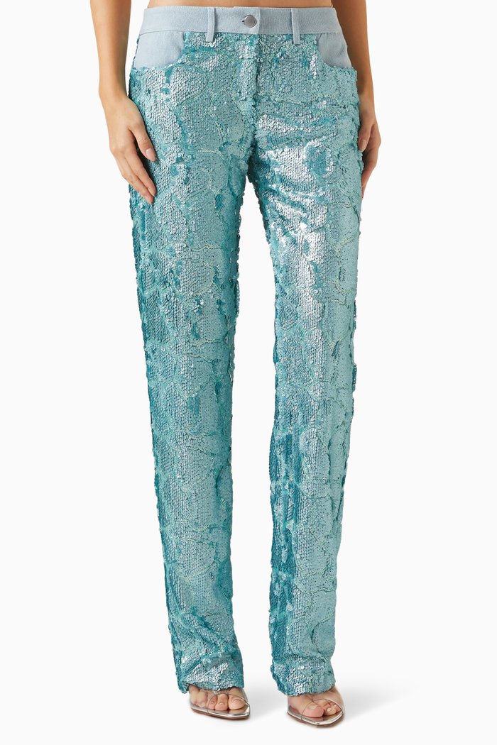 Sun Low-waist Pants in Sequin, Blue